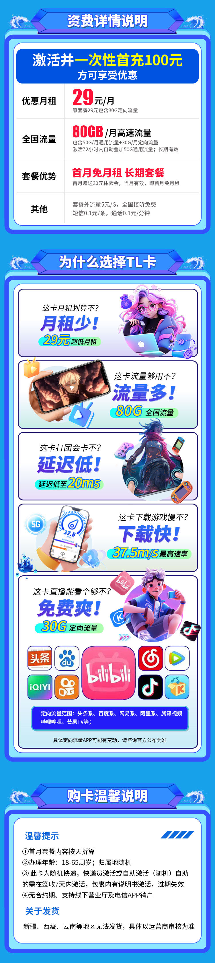 卡世界官方推荐：电信TL卡29元80G流量+可选号  第2张