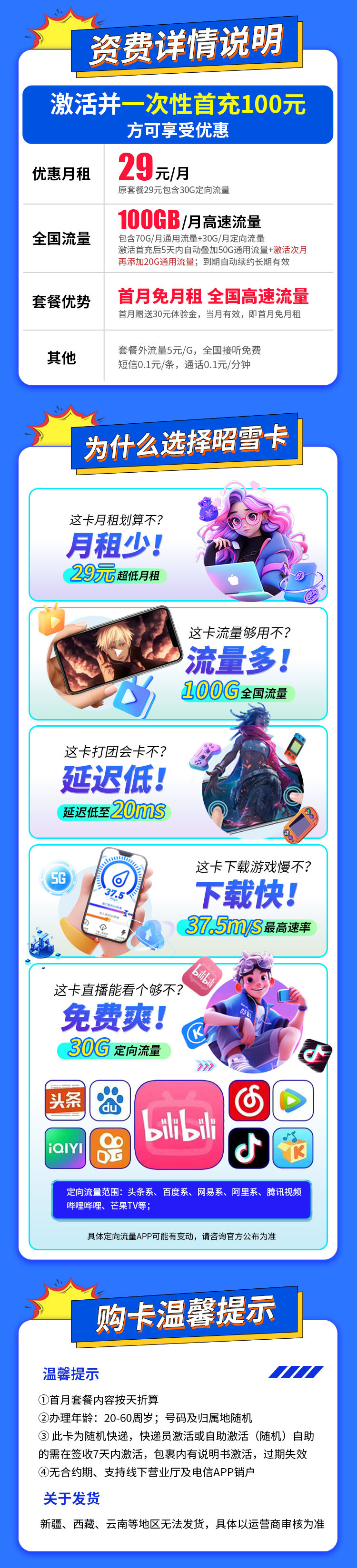 卡世界官方推荐：电信昭雪卡29元100G流量  第2张