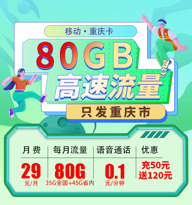 卡世界官方发布：移动重庆卡29元80G  第1张