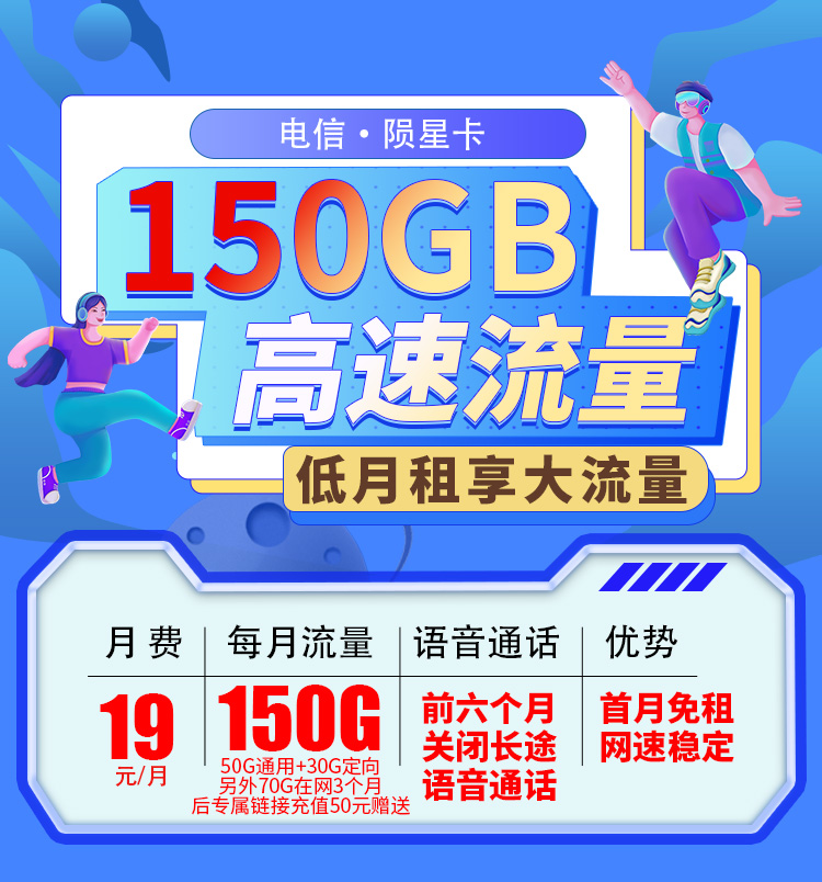 卡世界官方发布：电信陨星卡19元150G  第1张