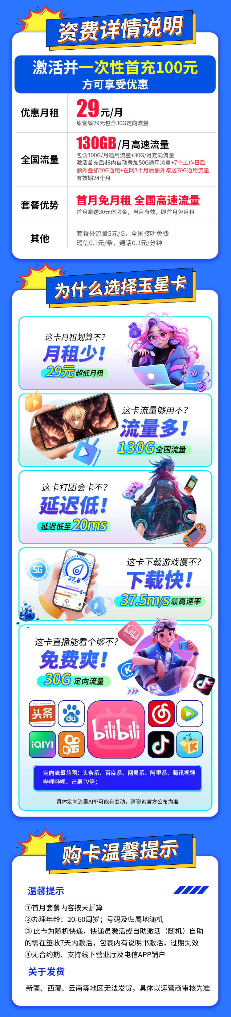 卡世界官方发布：电信玉星卡29元130G  第2张