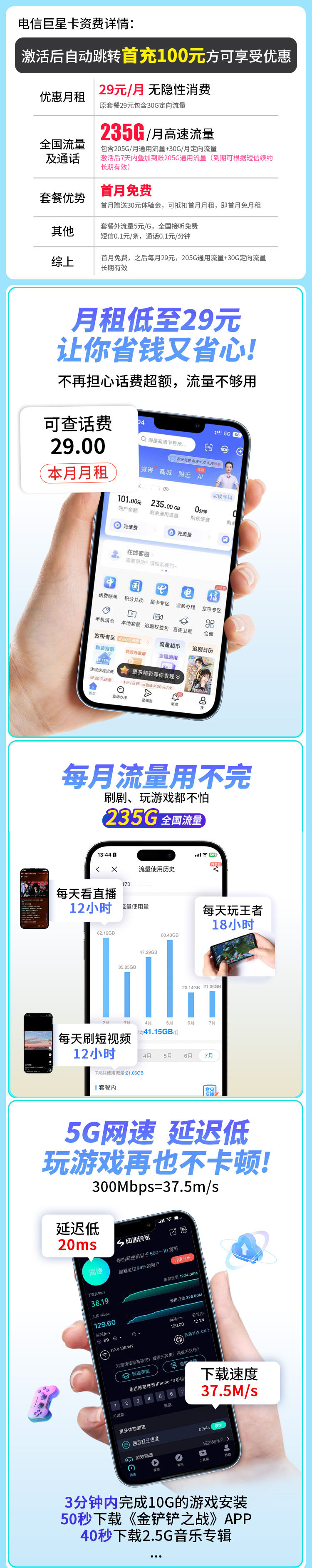 卡世界官方发布：电信巨星卡29元235G长期套餐  第2张