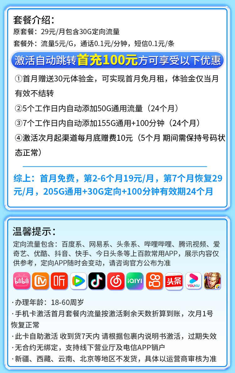 卡世界官方发布：电信来财卡19元235G流量+100分钟通话  第2张